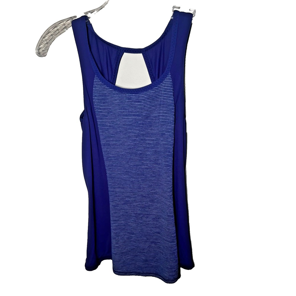 Lululemon Tank Top Womens Size 4‎ Run Speed Squad Open Back Split Indigo Stretch